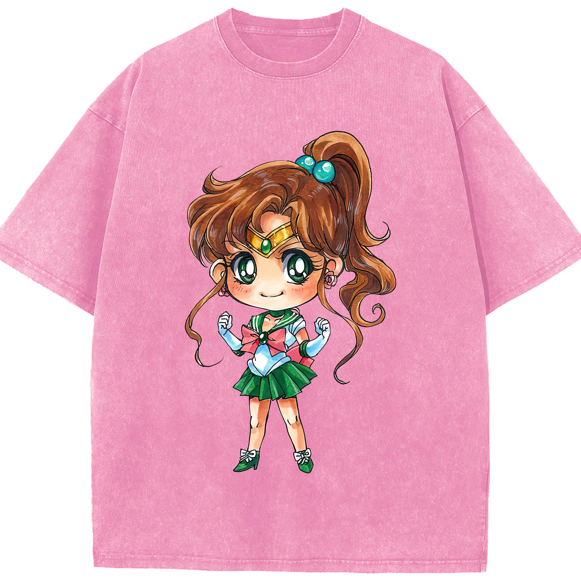 （画像用） 美少女戦士セーラームーン 木野 まこと きの まこと Sailor Moon Kino Makoto （セーラージュピター；Sailor Jupiter） 綿100% ヴィンテージ風 半袖Tシャツ（フロントプリント）